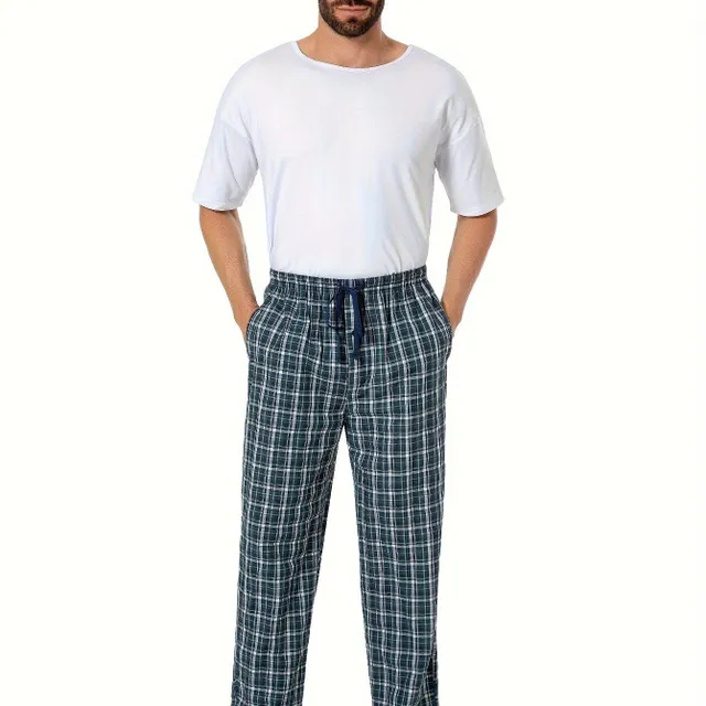 Male Pajama Pants in Simple Style with Cube Pattern