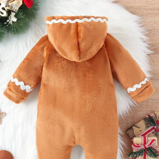 Vánoční teplý kojenecký overal s motivkem perníčku pro malé chlapce