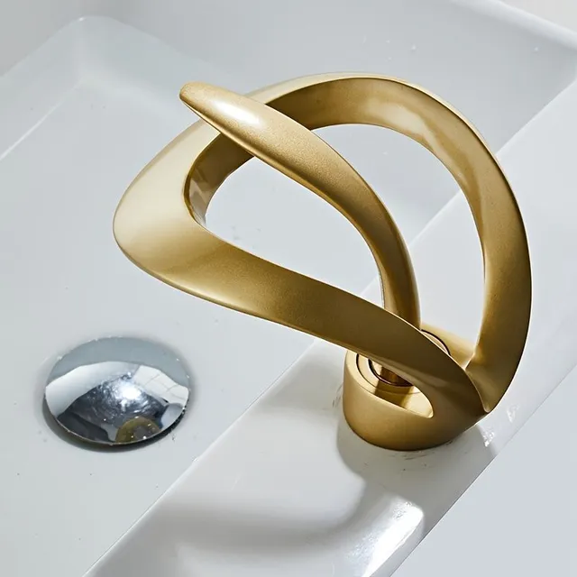 Luxury washbasin battery with hollow design in one, for hot and cold water