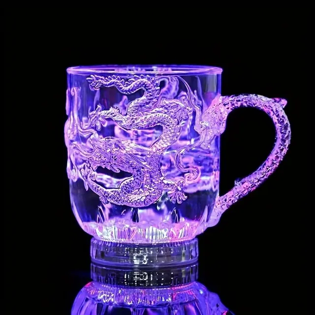 Magic acrylic cup with dragon pattern and LEDs