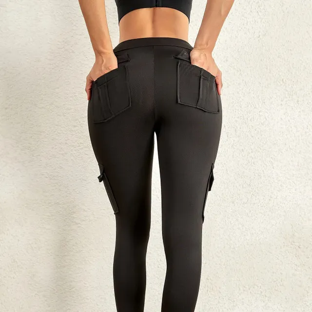 Women's Elastic Leisure Fashion Pants with Four Pockets for Exercise, Run or Yoga