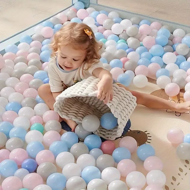 100 pièces de balles de piscine pour enfants en forme de macarons (3 couleurs) - en plastique alimentaire