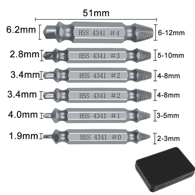 4/5/6 PCS Poškozený šroubový vytahovač Sada vrtáků odizolovaných zlomených šroubů Vytahovač šroubů Snadno vyjměte demoliční nástroje