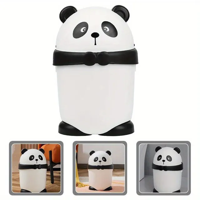 Cute panda-shaped garbage basket with lid