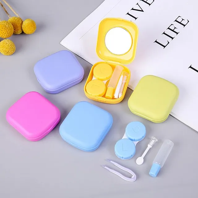 Lovely cheerful mini pocket case for contact lenses