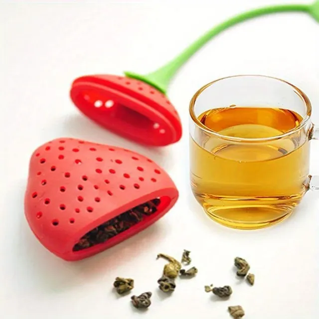 Silicone tea sieve in the shape of strawberry