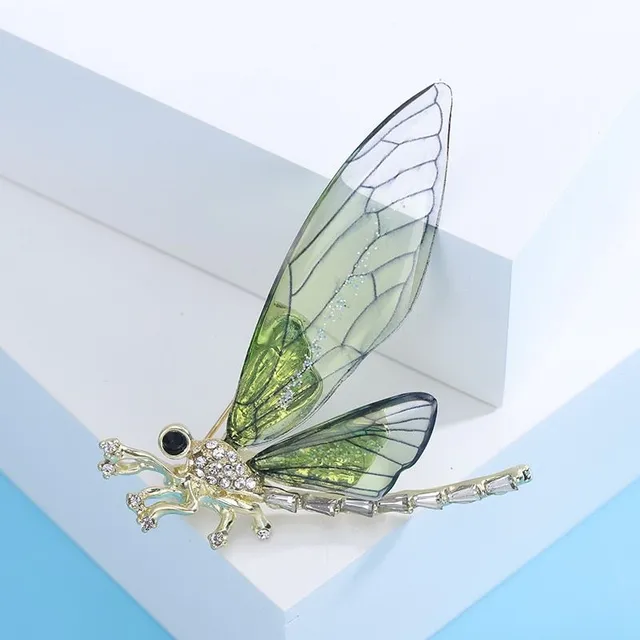 Krásna moderná guľôčková brošňa Vážka