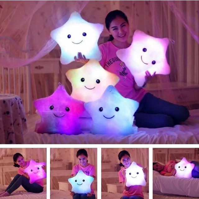LED light-up plush cushion in the shape of a star - 5 colours