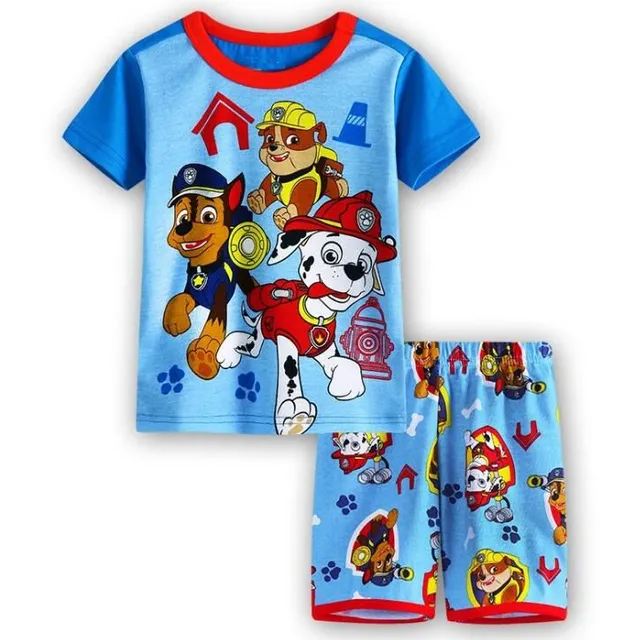 Detský pohodlný set pyžama - tričko s krátkym rukávom a šortky Tlapková Patrola