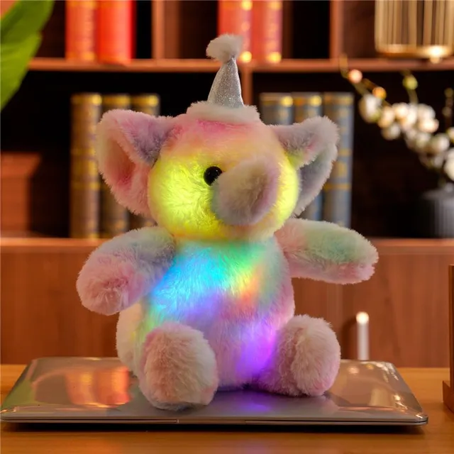 Éléphant en peluche mignon avec lumière LED pour enfants - 30 cm