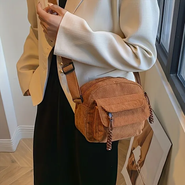 Dámská crossbody kabelka v harajuku stylu - pohodlná, z odolného corduroyu