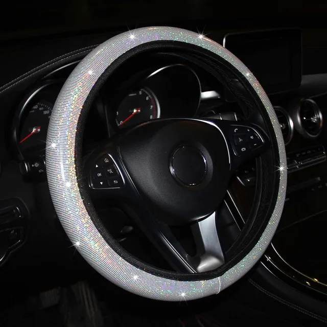 Steering wheel cover with glittering rhinestones