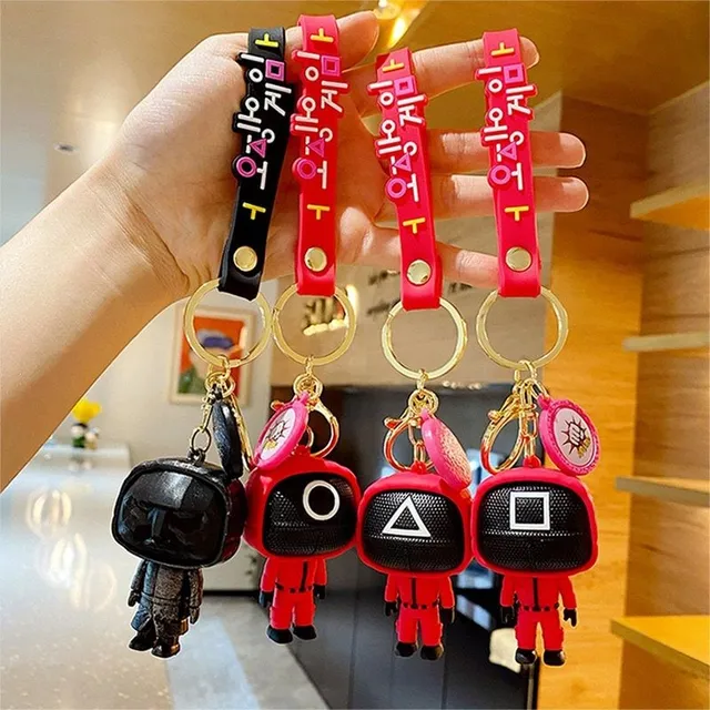 Silicone Supervisor Doll with Short Key Ring Squid Game - Black