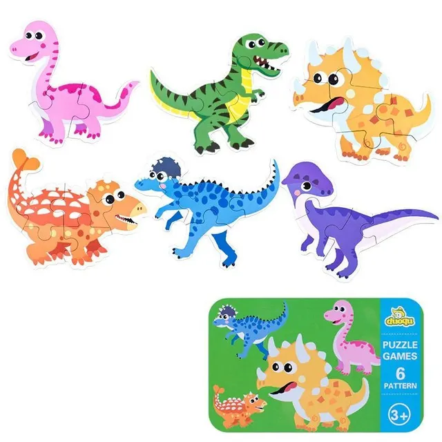 Set of wooden puzzles for children in various motifs