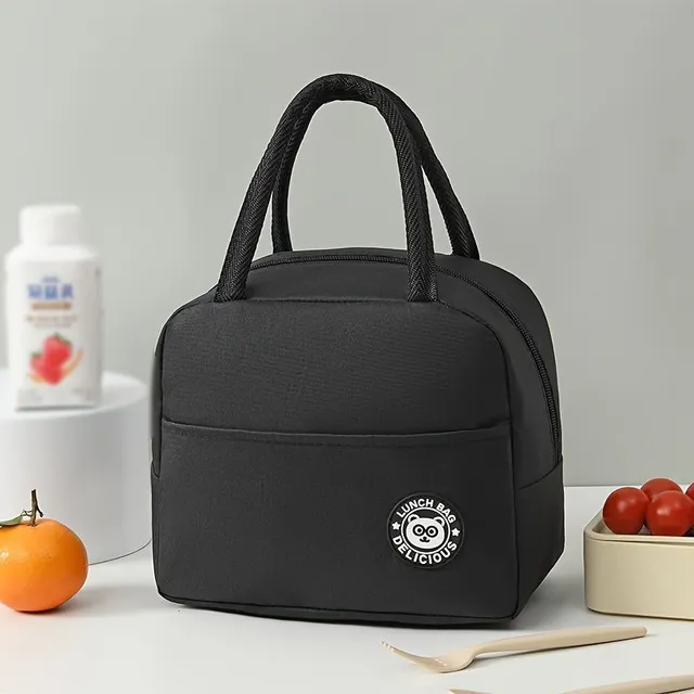 Practical insulated lunch bag with cheerful motif, handles and thermal insulation