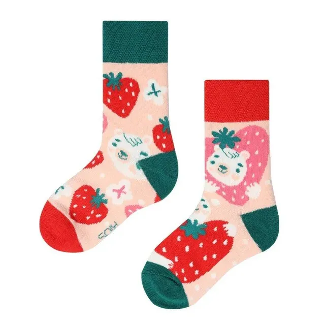 Detská farba ponožky s roztomilé karikatúry - stredne vysoké bavlnené ponožky