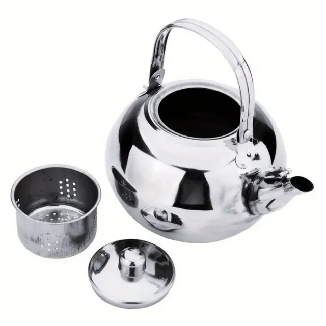 Stainless steel tea kettle with infusion machine - modern reflective coffee kettle