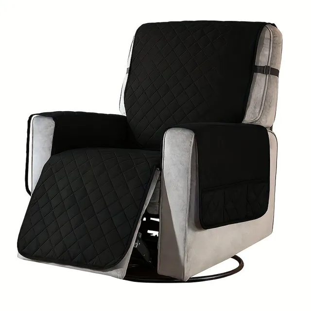 Double-sided washable armchair cover with legrest, furniture guard with adjustable elastic straps