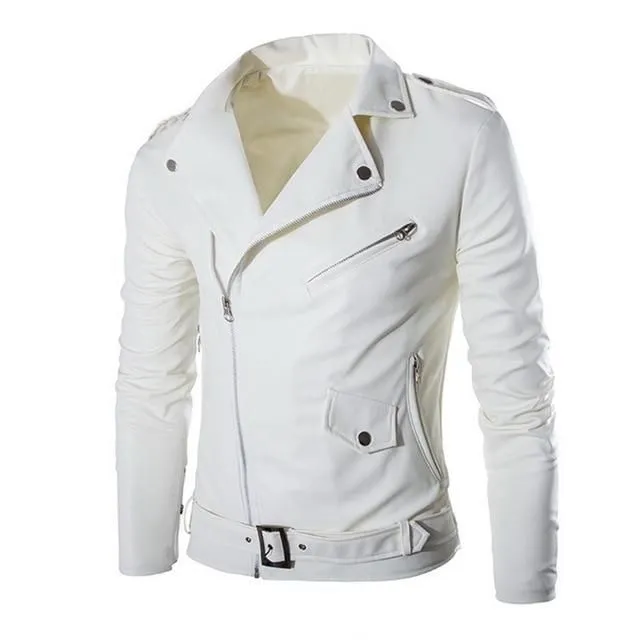 Men's leather jacket white-a s