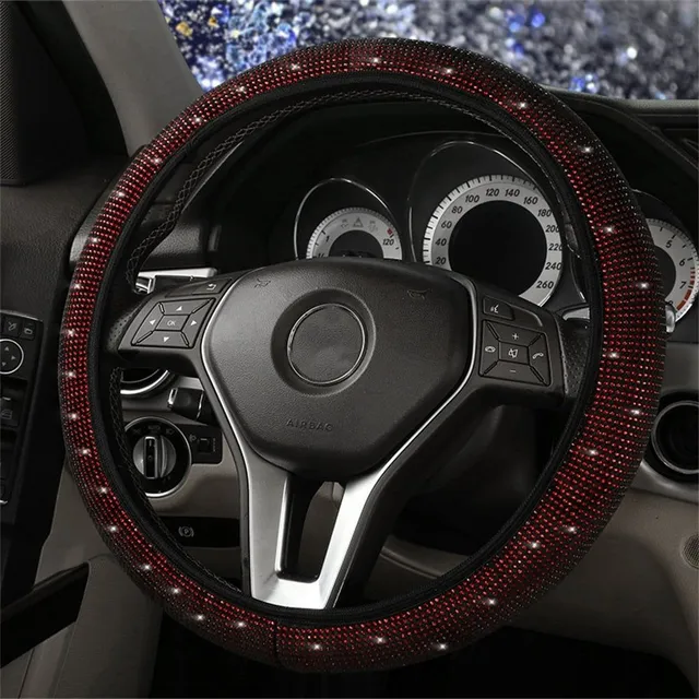 Steering wheel cover with glittering rhinestones