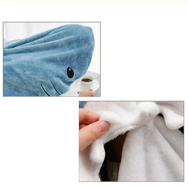 Children's and adult pajamas with shark motif in the form of a sleeping bag and cozy blanket made of high quality material - for sweet dreams and relaxation.