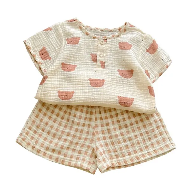 Children's summer cute set of T-shirts and shorts with printing - more variants