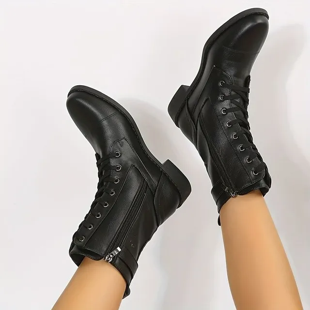 Women's low-heeled motorcycle boots and anti-slip sole