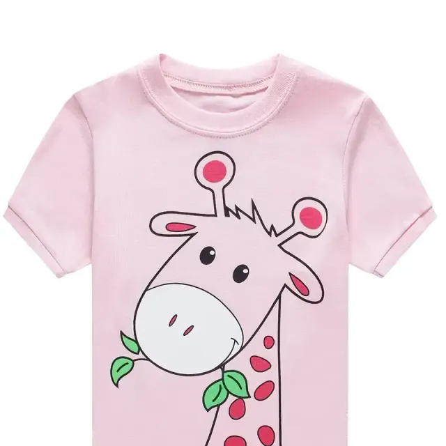 Baby cotton pajamas with short sleeves and shorts with cartoon printing for boys and girls