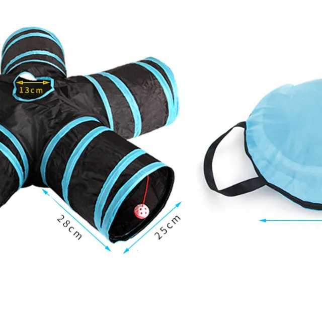 Foldable up to five-way play tunnel for cats and small animals