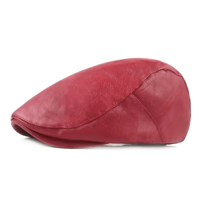 Male leather beret - Retro flat hat driver