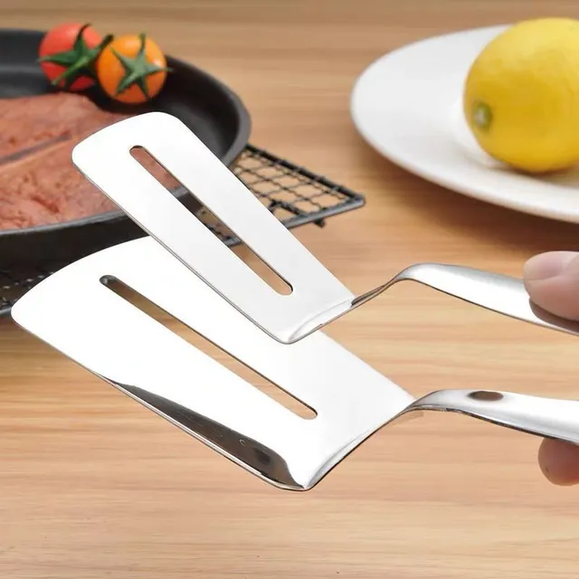 Spatule en acier inoxydable polyvalente avec pince en inox - idéale pour le poisson et le steak