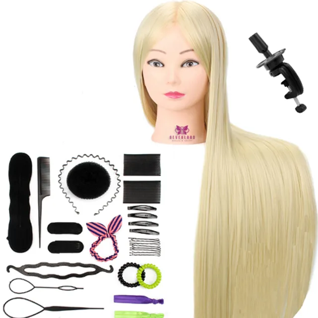 Hairdresser Training Kit - head with wig + set for braiding