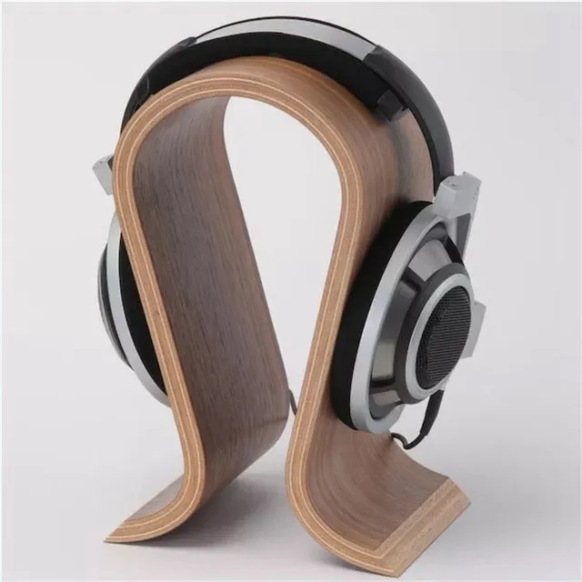 Designový dřevěný stojan na sluchátka