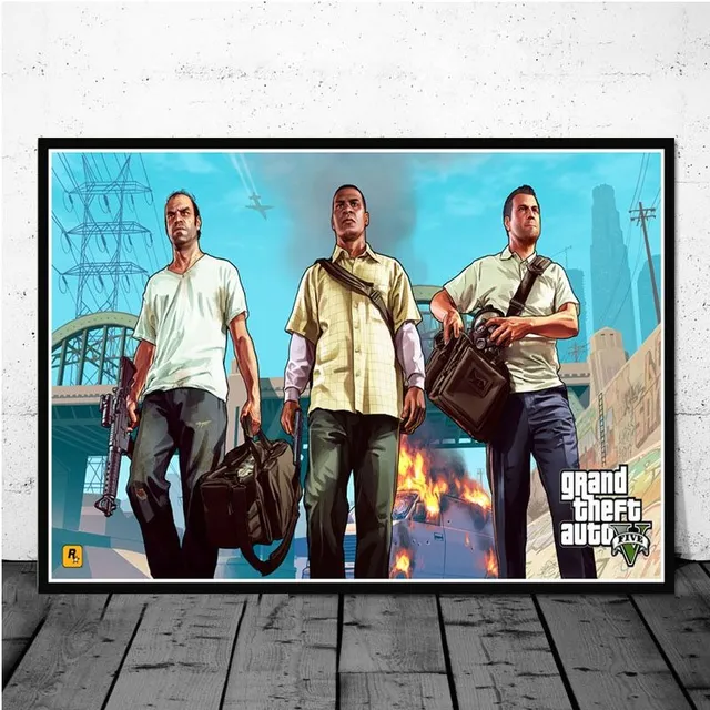 Wall poster with characters from Grand Theft Auto 10 21cmX30cmA4