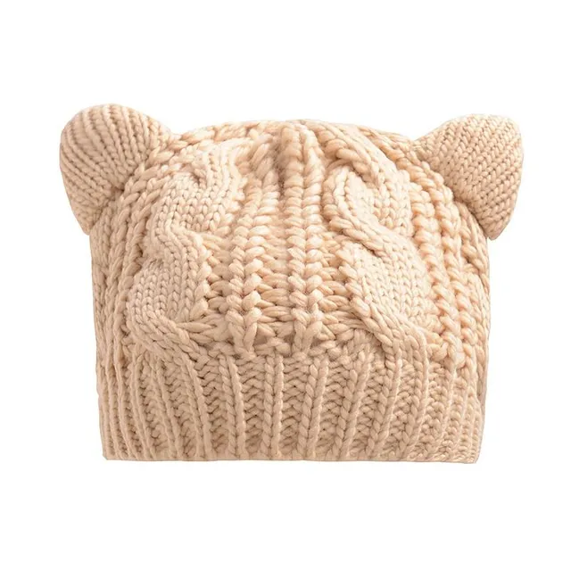 Women's winter knitted hat with ears