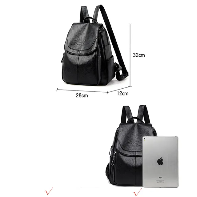 Leather soft women's simple backpack - more variants