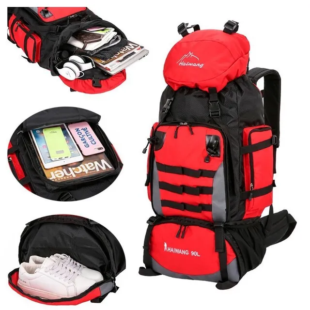 Large capacity 90L hiking backpack for men