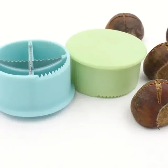 Handy helper for peeling edible chestnuts - green and blue color