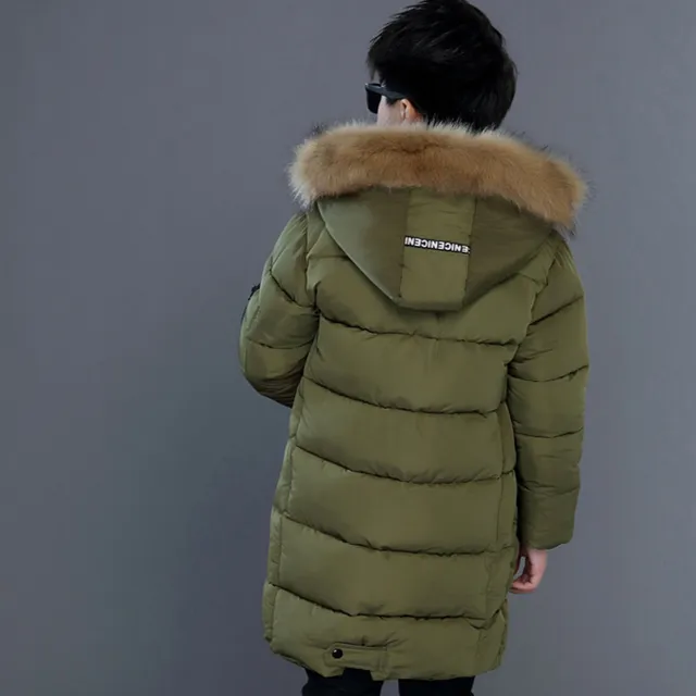 Boys winter parka with hood with fur