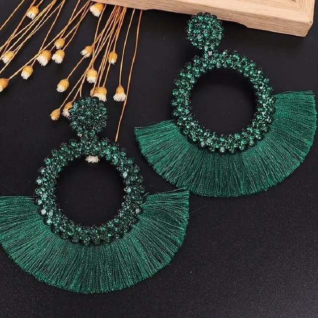 Women's hanger earrings with tassel G580