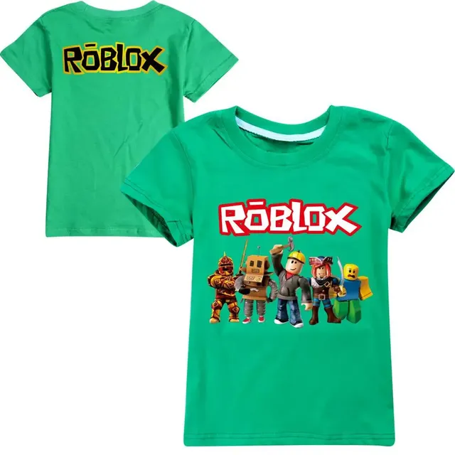 Stylové dětské jednobarevné tričko s krátkým rukávem a potiskem postav ze hry ROBLOX