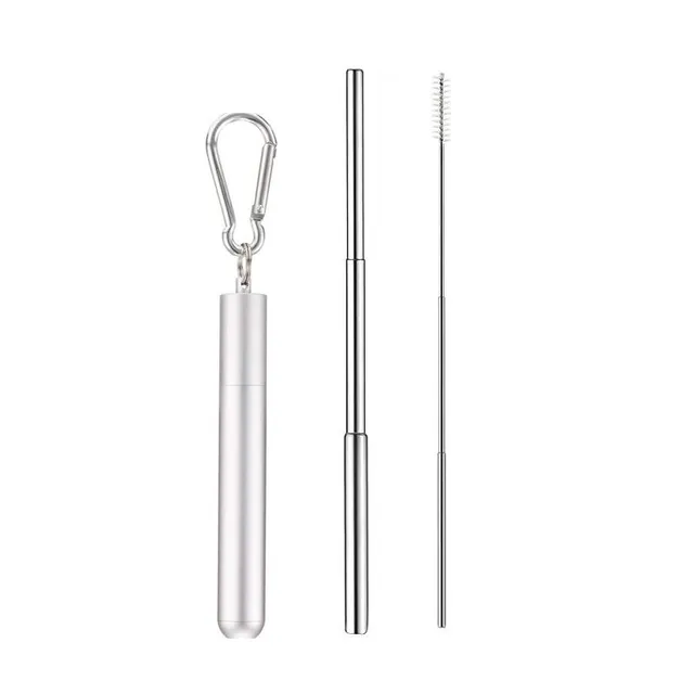 Stainless steel foldable straw with sleeve