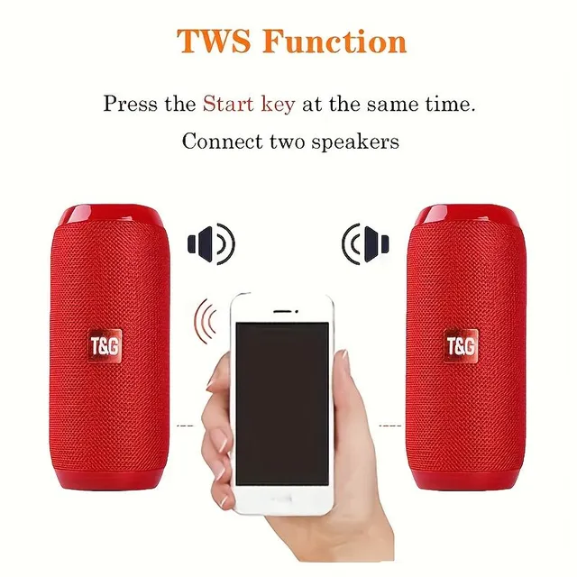 Portable wireless speaker with charging cable and AUX cable