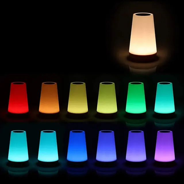 Lampe de nuit LED avec 13 couleurs et télécommande - Lampe de table tactile portable avec chargement USB