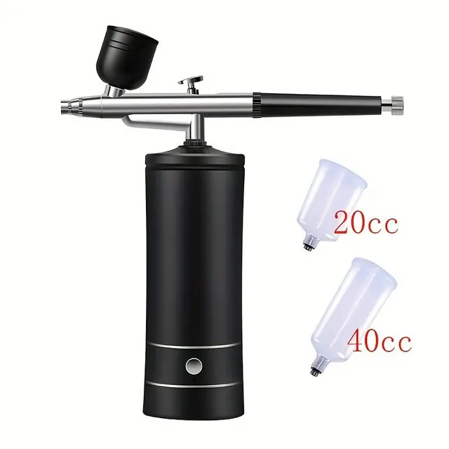 Professional set of spray gun with compressor and oxygenator for makeup, tattoo, nails, body art and sunbathing - Beauty of airbrush