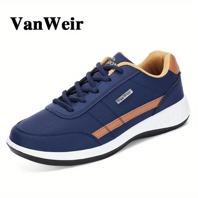 Men's fashionable striped laced sneakers, light outdoor walking shoes