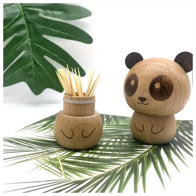 Niedlicher Holz-Spieß in Panda-Form - Minimalistisches Küchen- und Esszimmer-Accessoire