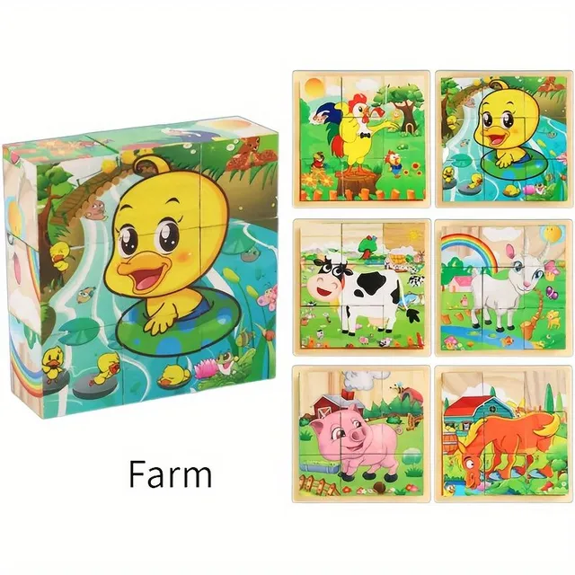 Farm Puzzle for clever minds - 9 blocks for fun and learning