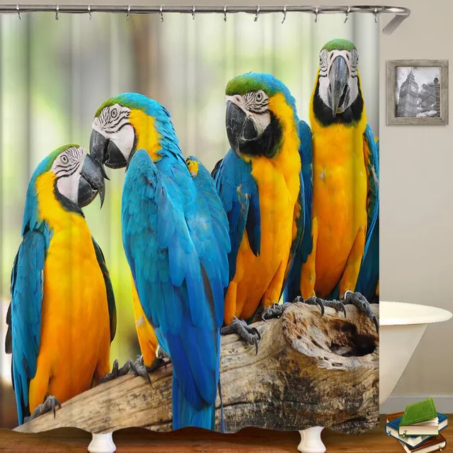 Shower curtain with parrots