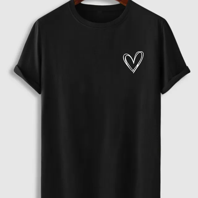 Stylish cotton T-shirt with printing heart for men, ideal for summer wearing